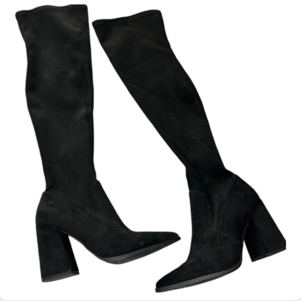 Steve Madden TAVA Black OTK Boots Over Knee Suede 6M NEW - Picture 3 of 15